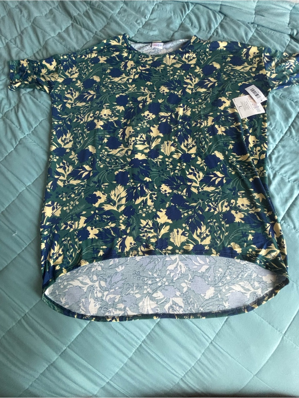 LuLaRoe Green Navy Floral Irma Tunic